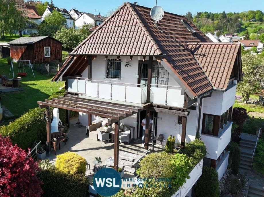Blick auf Terrasse Einfamilienhaus Reichenbach an der Fils