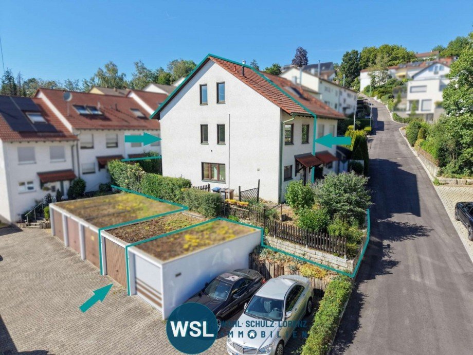 Ansicht S�d/Ost mit Garage Doppelhaush�lfte Plochingen