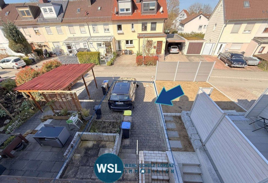 R�ckseite mit Stellplatz Reihenmittelhaus Kirchheim unter Teck