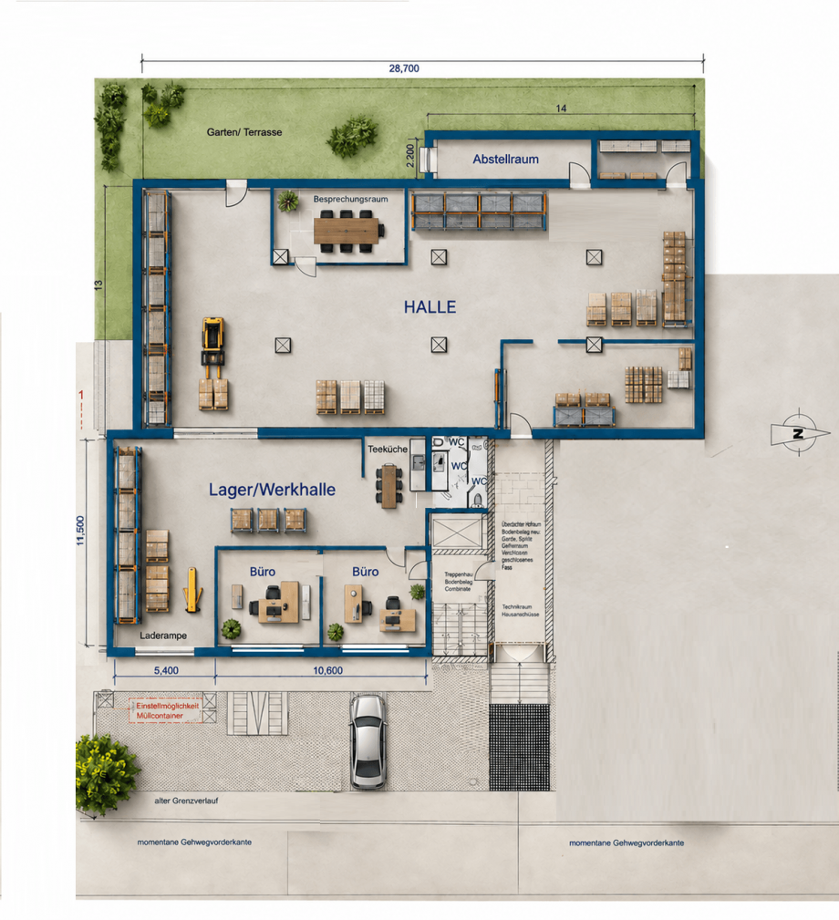 Grundriss visualisiert 1 Halle Dettingen unter Teck