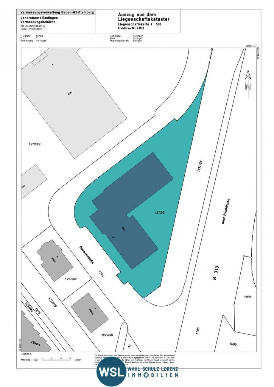 LRA_ES Liegenschaftskarte B�rofl�che N�rtingen