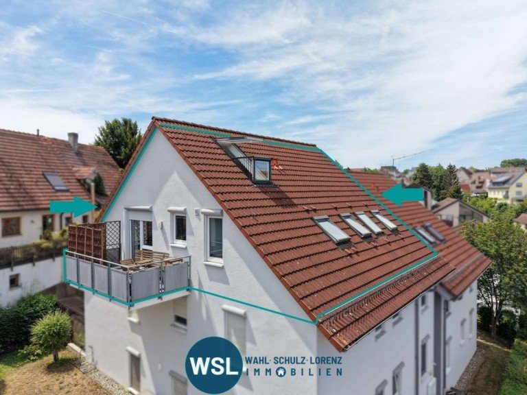 Ansicht Nord/Ost K�ngen Dachgeschosswohnung Charmante 3,5-Zimmer-Wohnung mit Balkon, TG-Stellplatz und ausgebauter B�hne. Zentrumsnah in K�ngen.