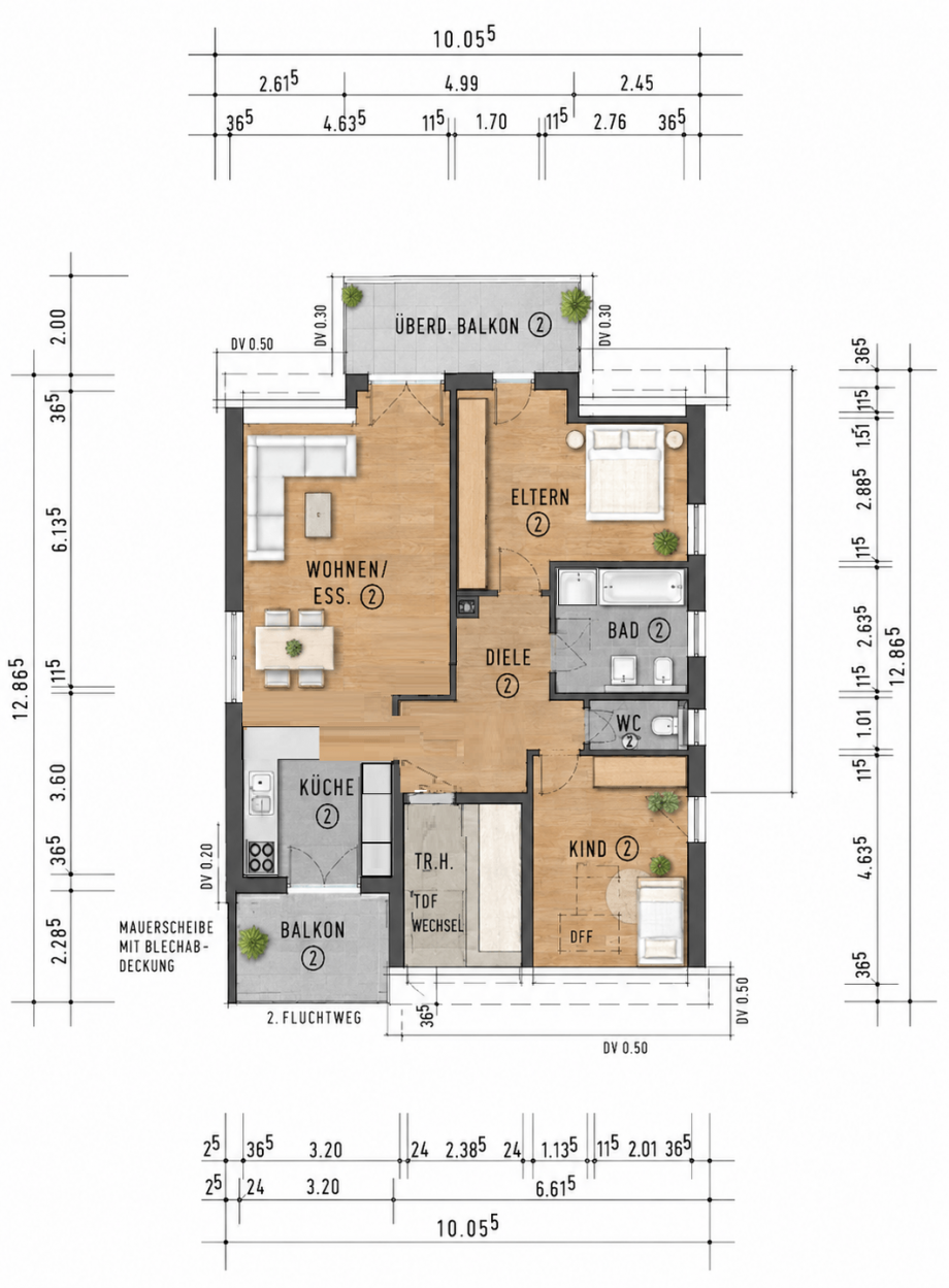 Grundriss Dachgeschosswohnung Bissingen an der Teck