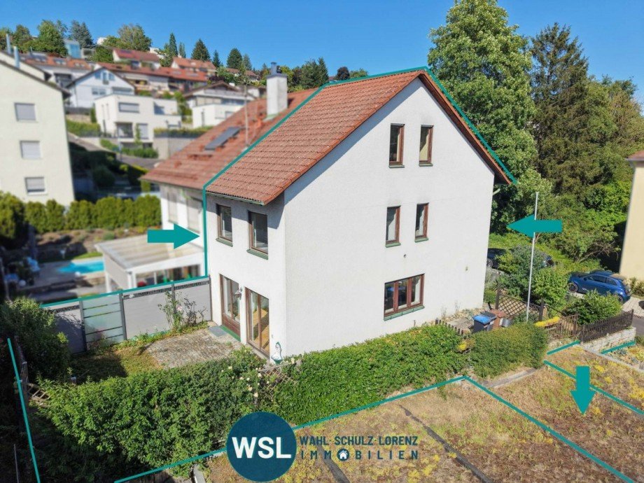 Ansicht S�d/West mit Garten Doppelhaush�lfte Plochingen