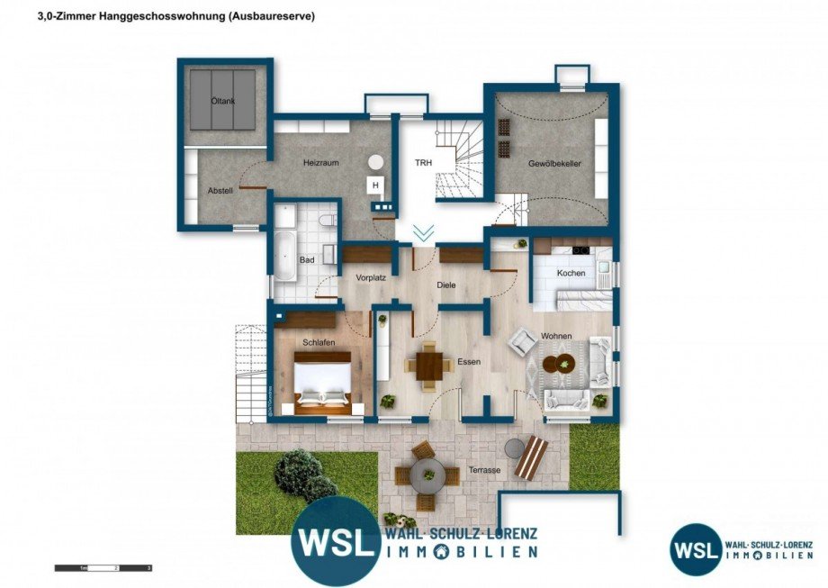 Grundriss Hanggeschoss Zweifamilienhaus N�rtingen