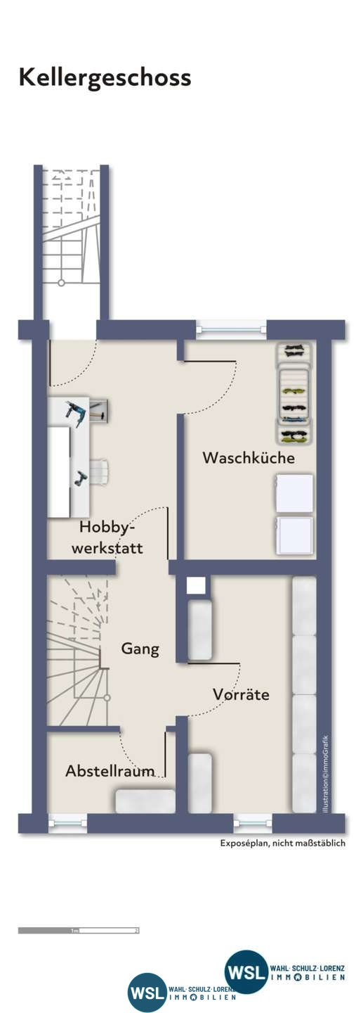 Grundriss-Illustration Keller Reihenmittelhaus N�rtingen
